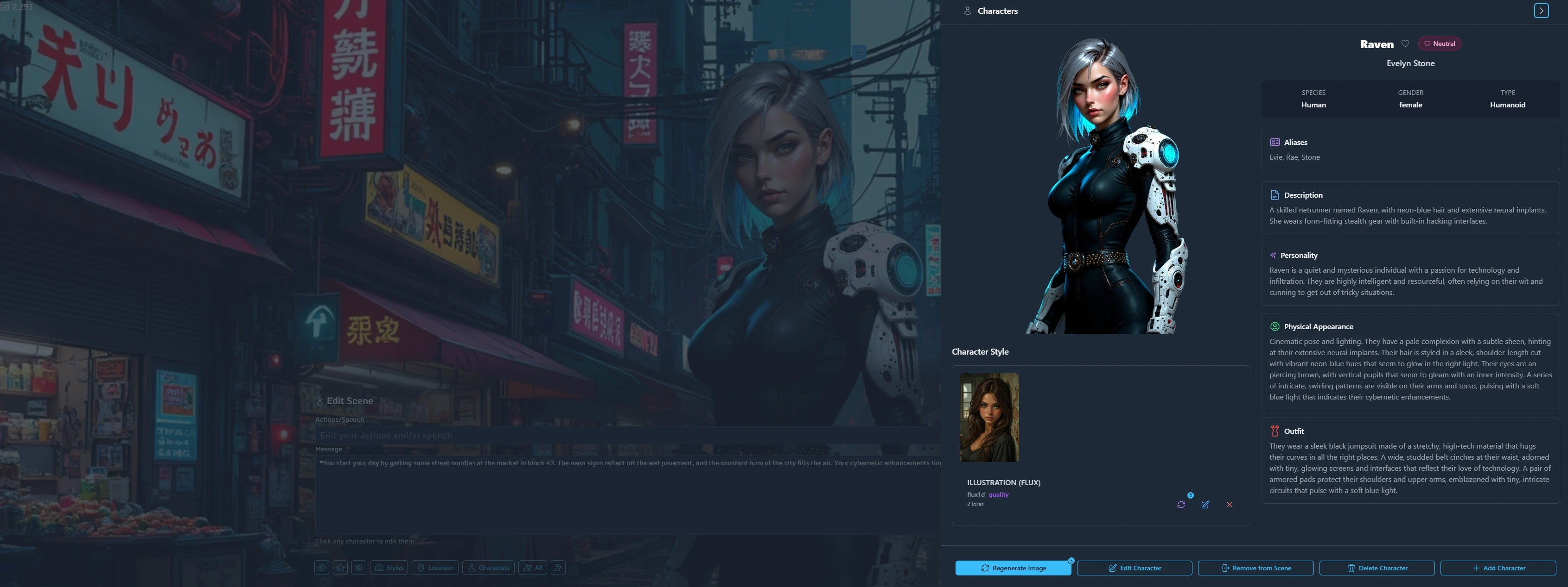 Custom AI character creation interface